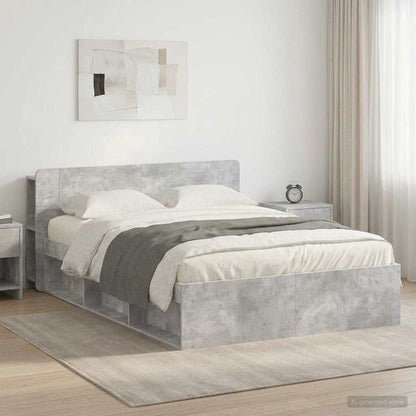 Telaio del letto con storage Grigio Cemento 140 x 190 cm | homemem39