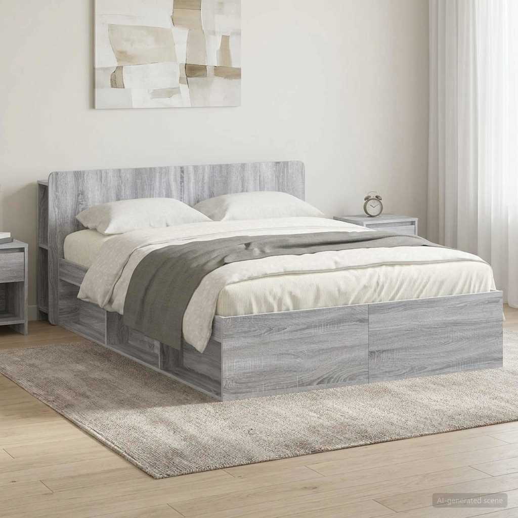 Telaio del letto con storage Sonoma grigio 140 x 190 cm | homemem39