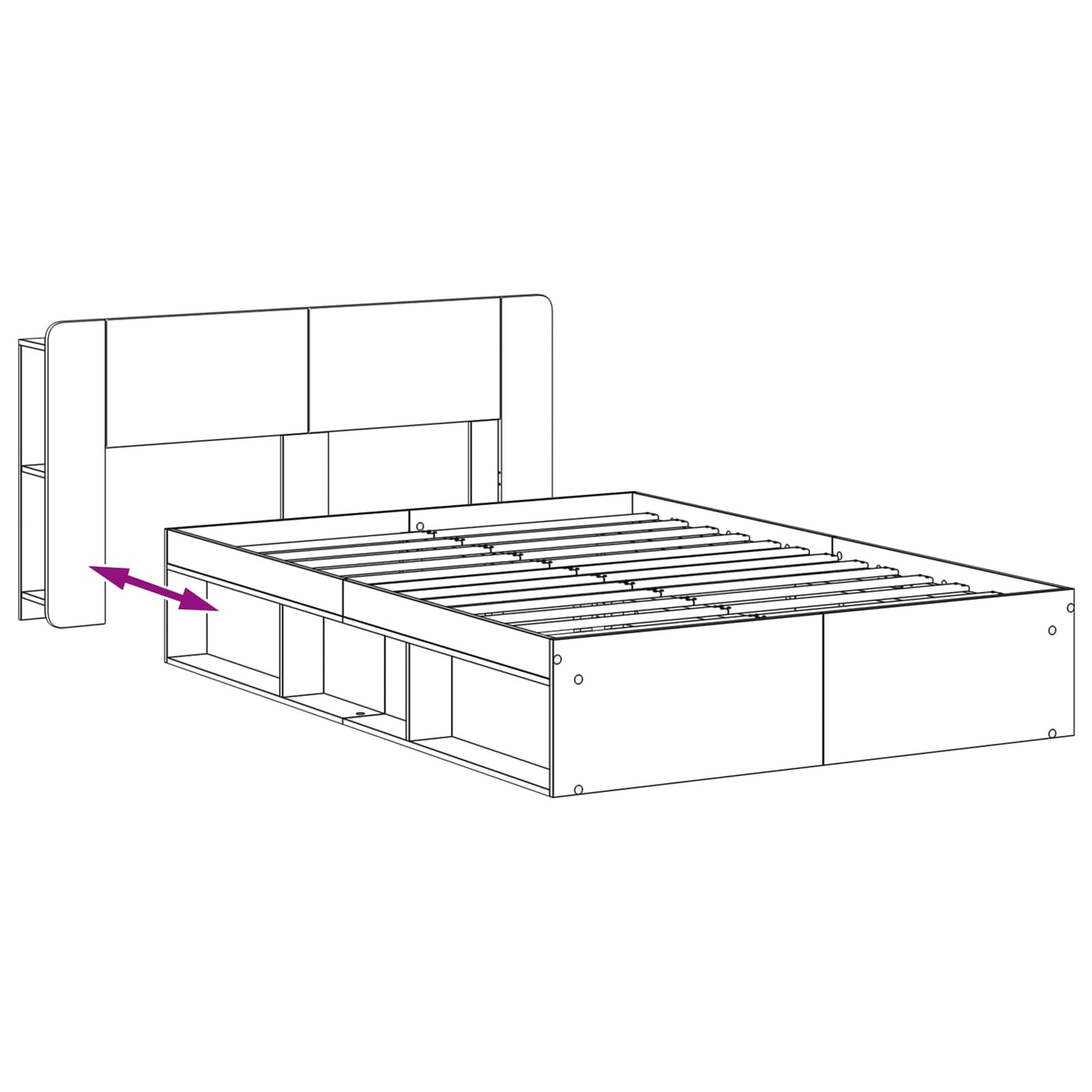 Telaio del letto con storage Sonoma grigio 140 x 190 cm | homemem39