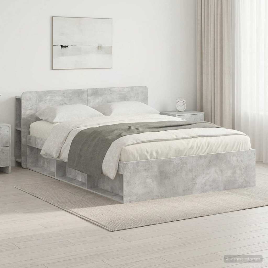 Telaio del letto con storage Grigio Cemento 140 x 200 cm | homemem39