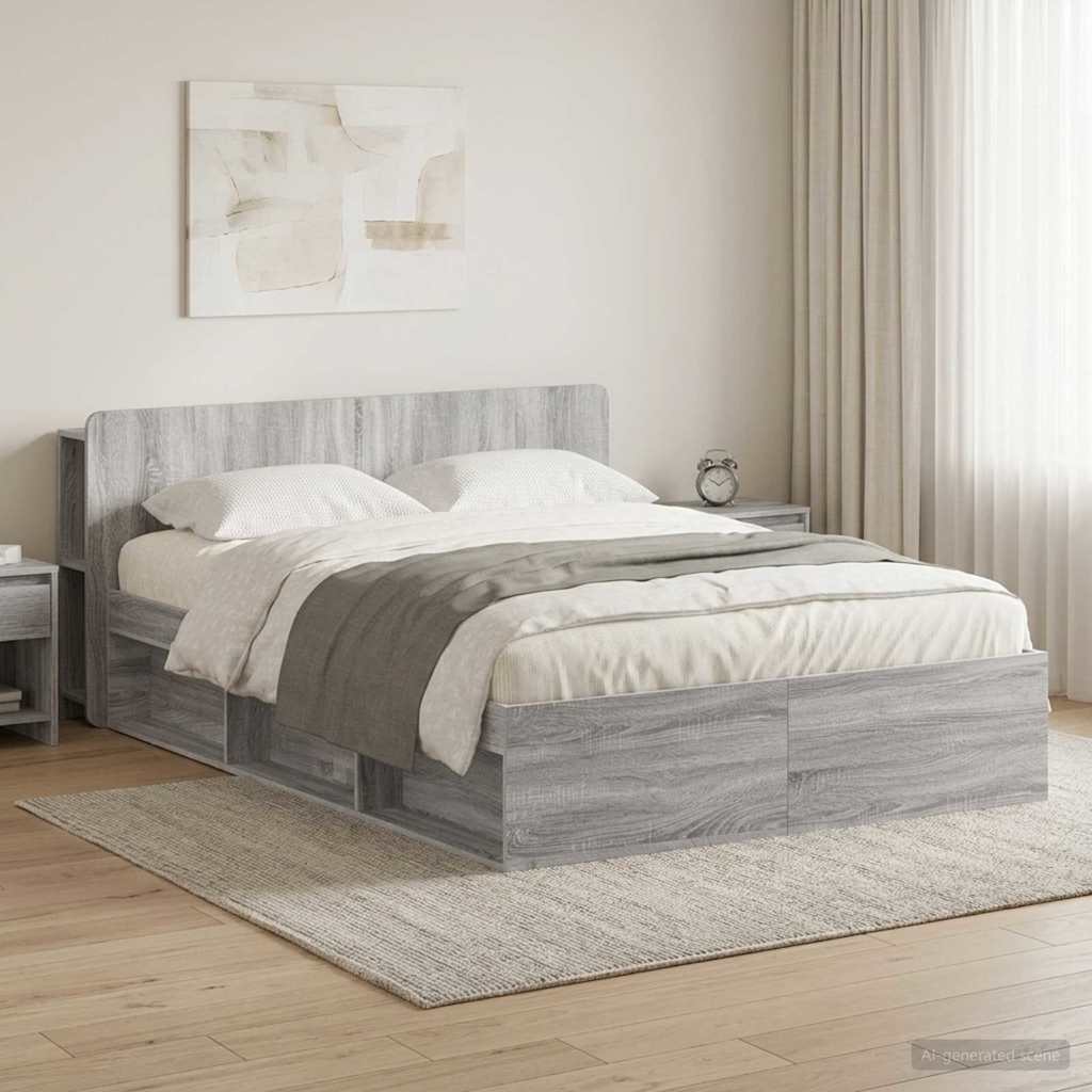 Telaio del letto con storage Sonoma grigio 140 x 200 cm | homemem39
