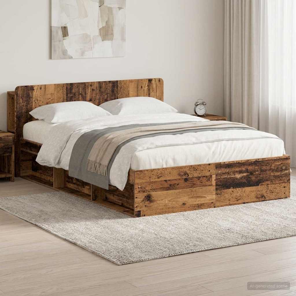 Telaio del letto con storage Legno antico 150 x 200 cm | homemem39