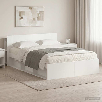 Telaio del letto con storage con testiera Bianco 150 x 200 cm | homemem39