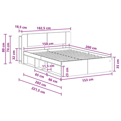 Telaio del letto con storage con testiera Bianco 150 x 200 cm | homemem39