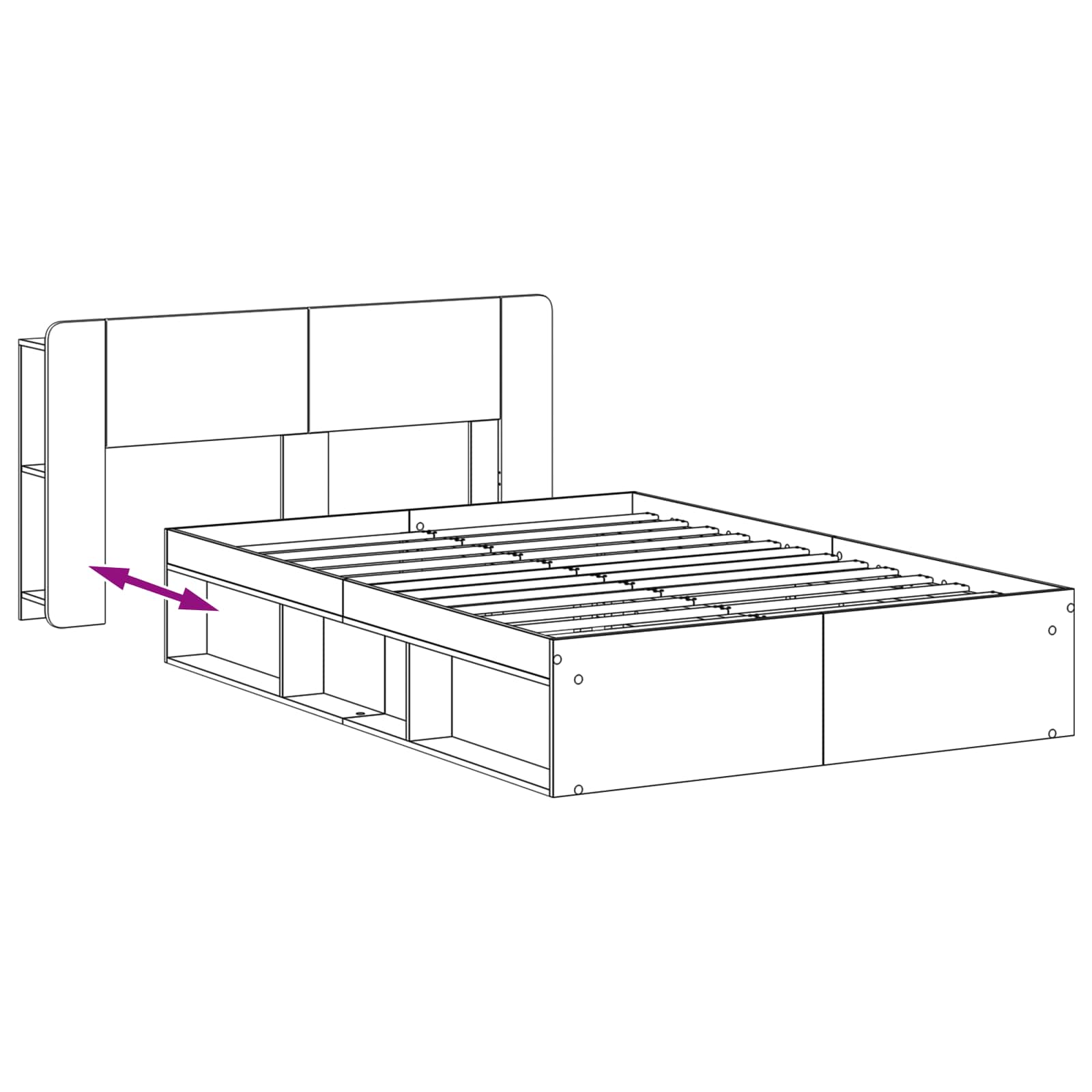 Telaio del letto con storage Sonoma grigio 160 x 200 cm | homemem39
