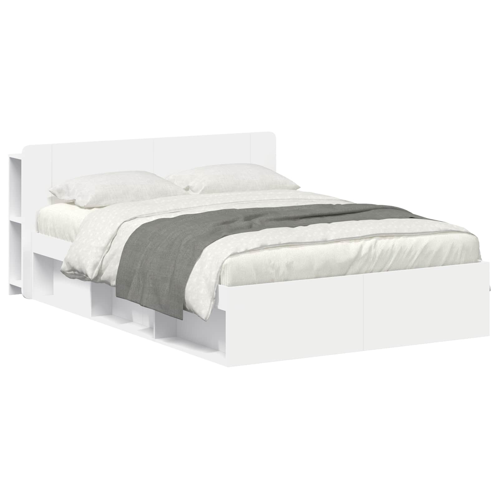Telaio del letto con storage con testiera Bianco 160 x 200 cm | homemem39