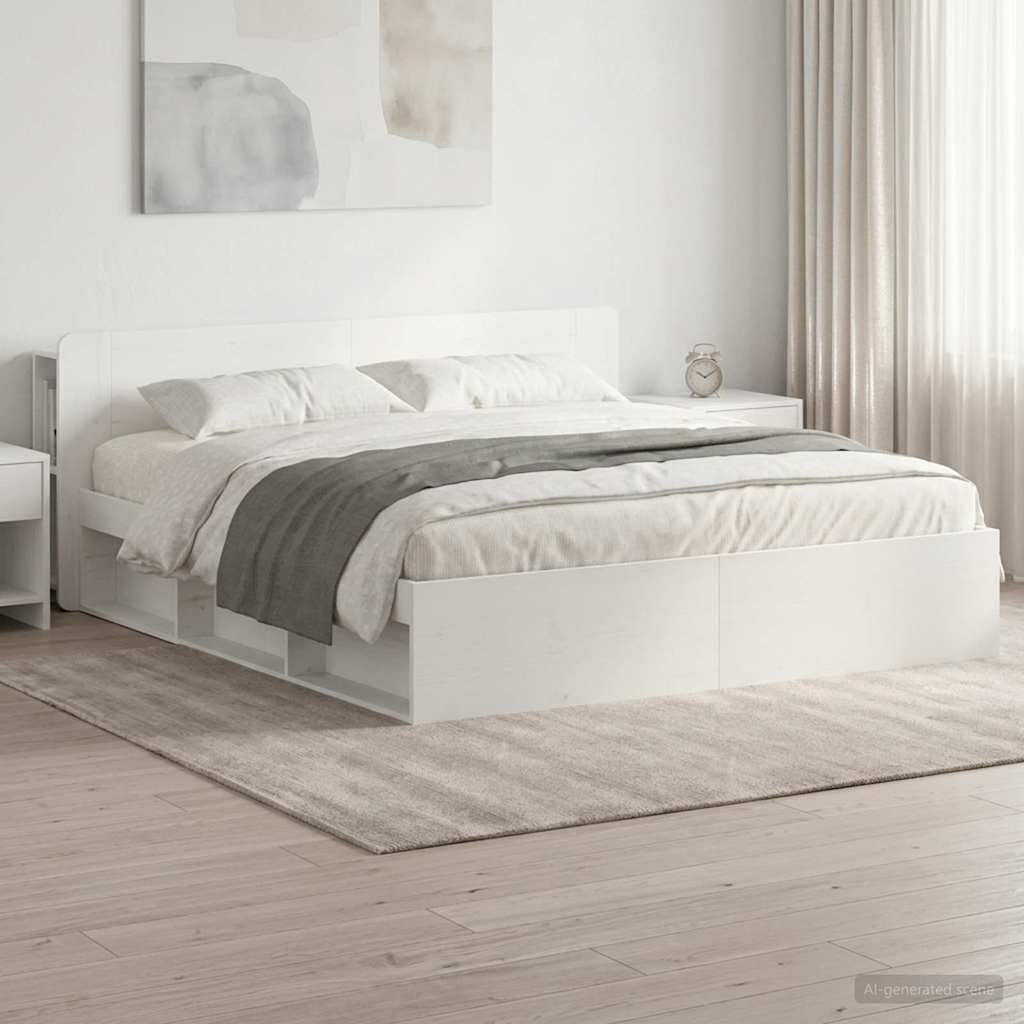 Telaio del letto con storage con testiera Bianco 180 x 200 cm | homemem39