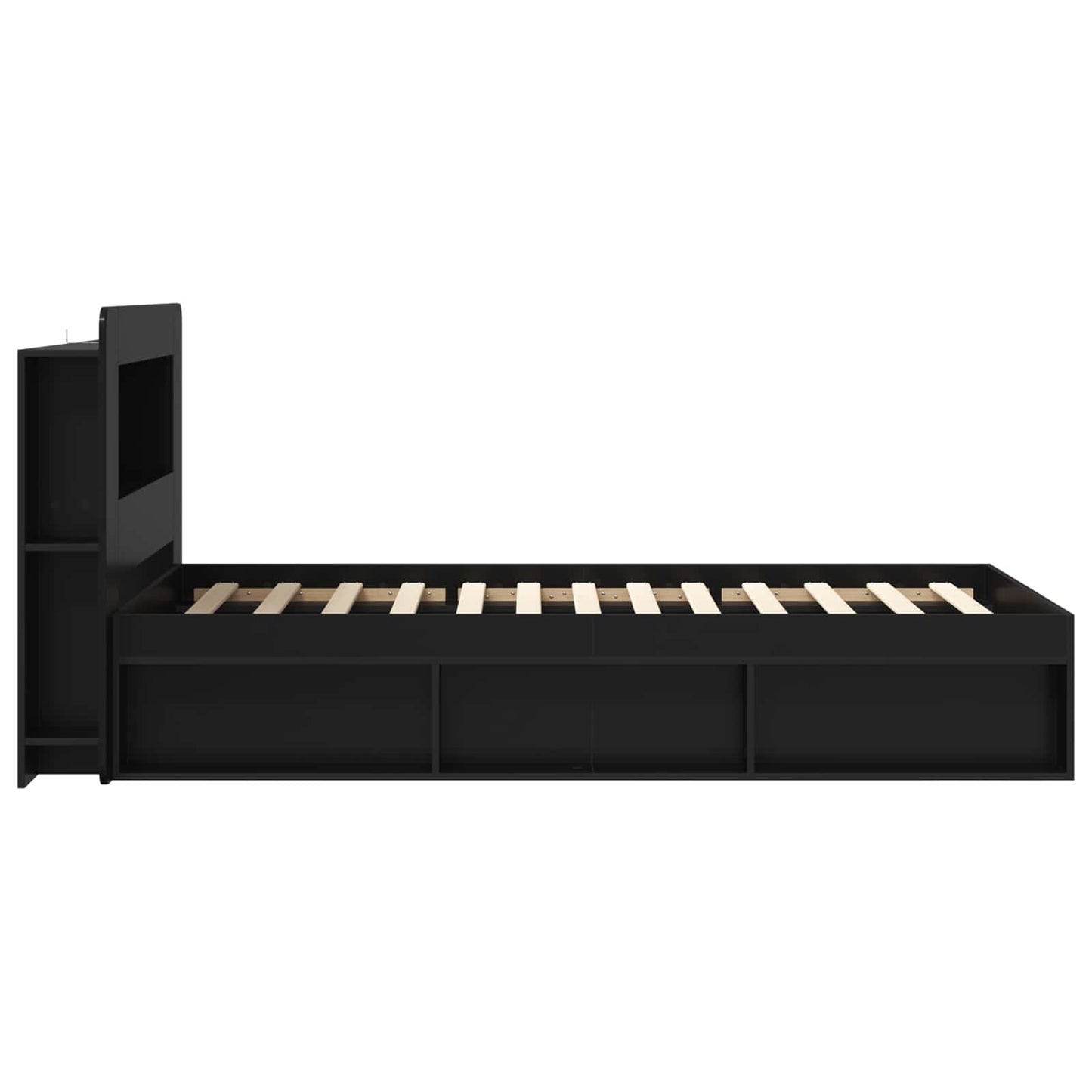 Telaio del letto con storage con testiera Nero 75 x 190 cm | homemem39