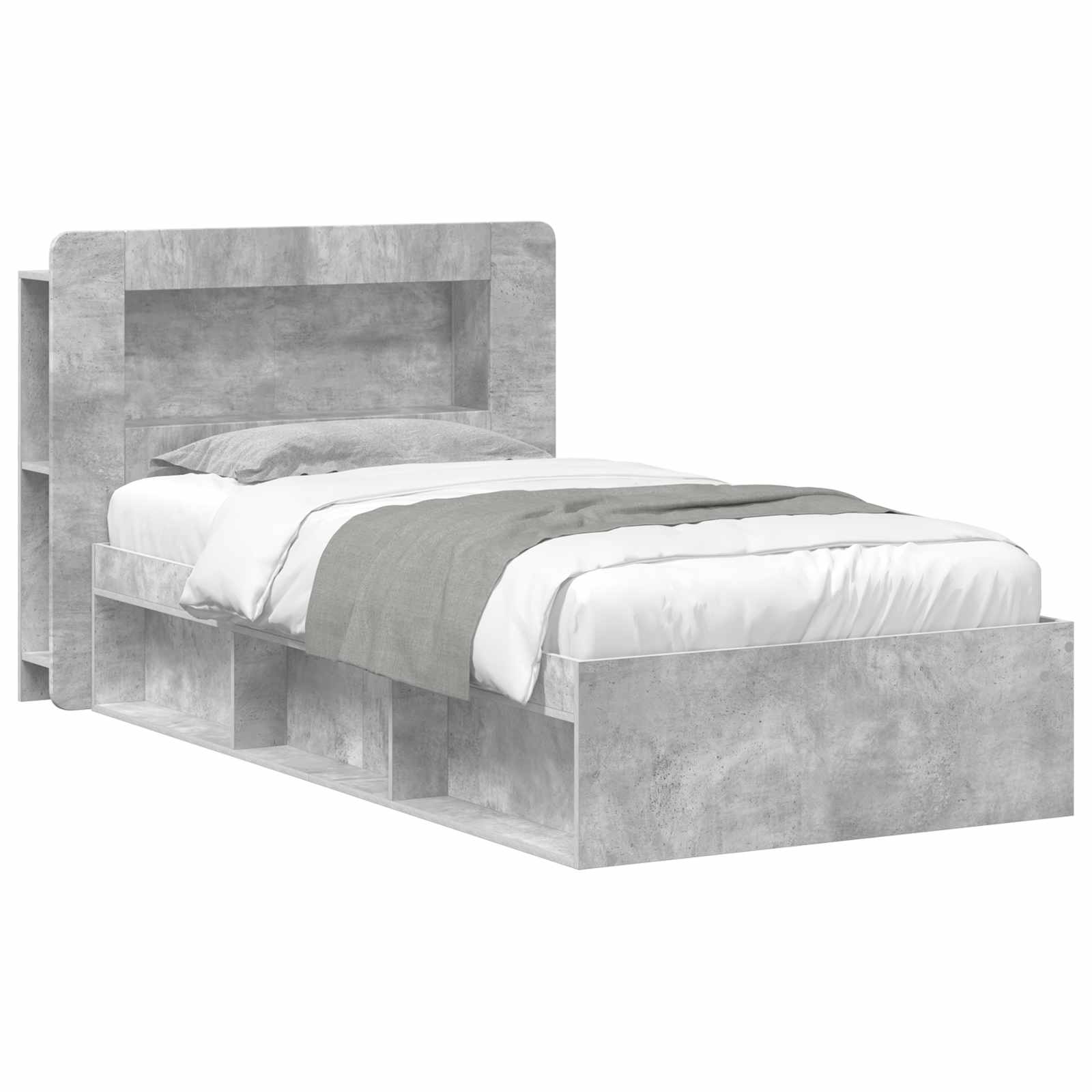 Telaio del letto con storage Grigio Cemento 75 x 190 cm | homemem39