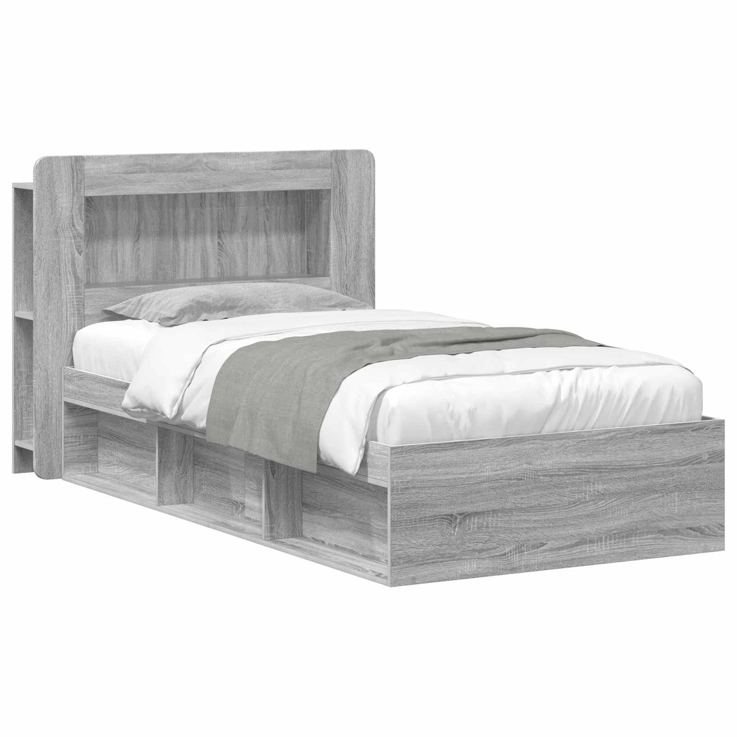 Telaio del letto con storage Sonoma grigio 75 x 190 cm | homemem39