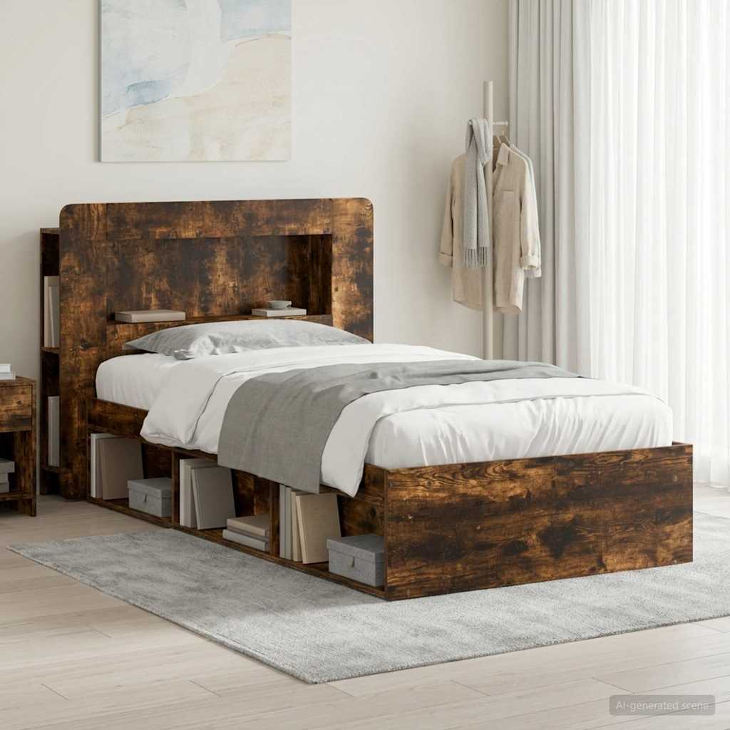 Telaio del letto con storage Rovere Fumo 75 x 190 cm | homemem39