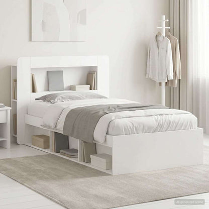 Telaio del letto con storage con testiera Bianco 75 x 190 cm | homemem39