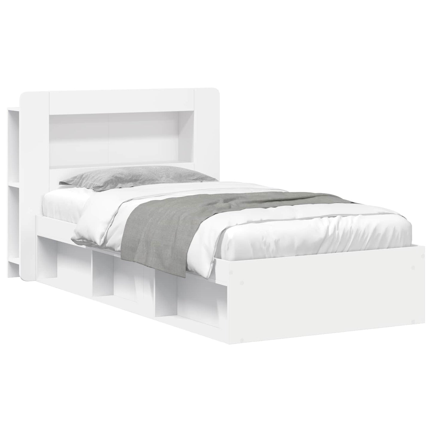 Telaio del letto con storage con testiera Bianco 75 x 190 cm | homemem39