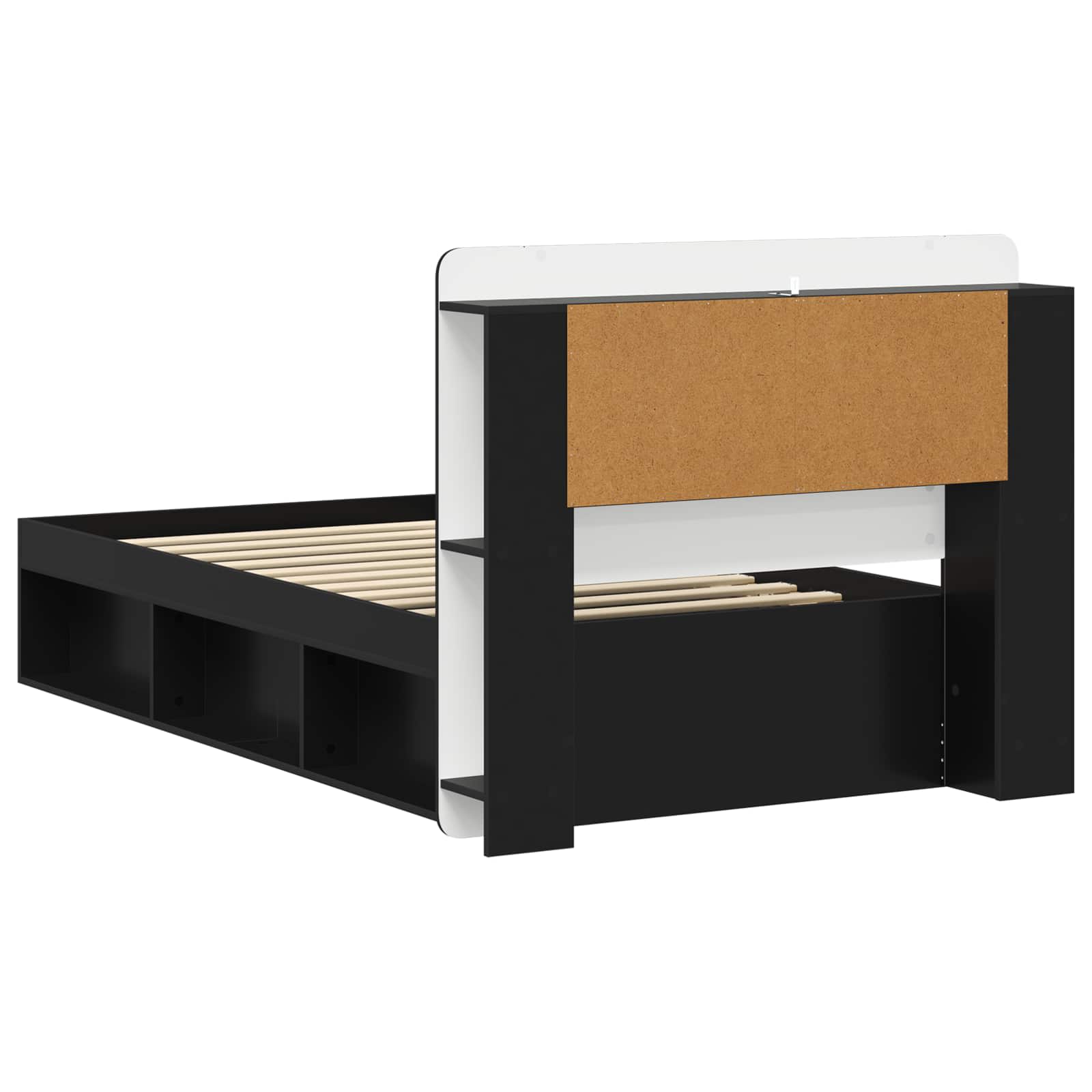 Telaio del letto con storage con testiera Nero 90 x 190 cm | homemem39