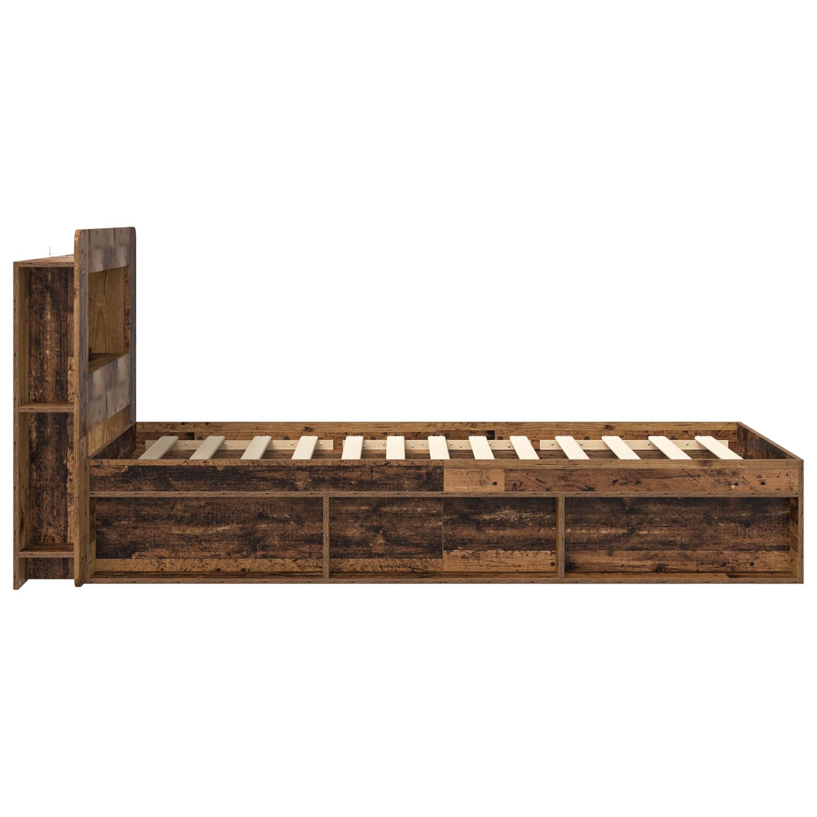 Telaio del letto con storage Legno antico 90 x 190 cm | homemem39