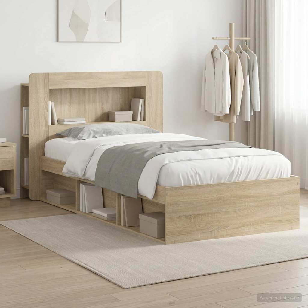 Telaio del letto con storage Rovere Sonoma 90 x 190 cm | homemem39