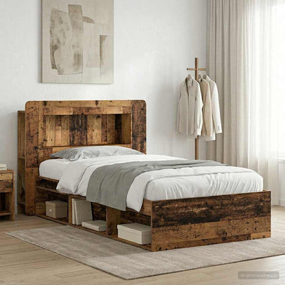 Telaio del letto con storage Legno antico 100 x 200 cm
