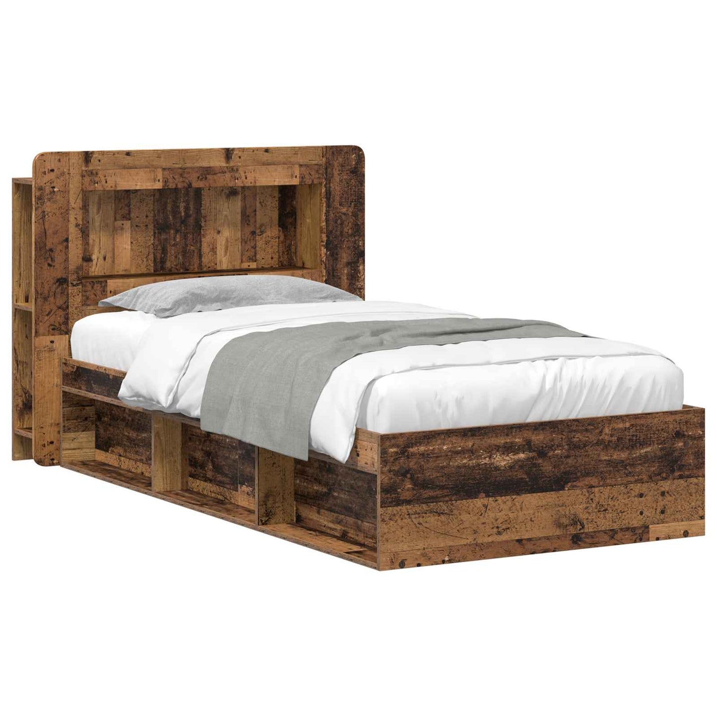 Telaio del letto con storage Legno antico 100 x 200 cm