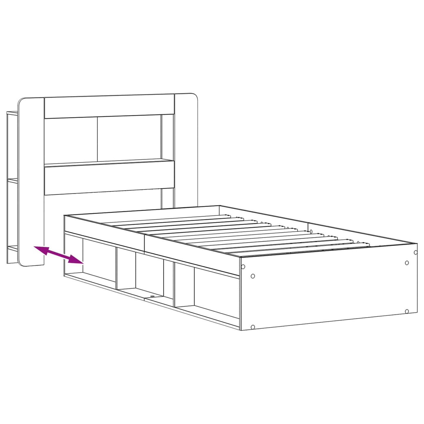Telaio del letto con storage con testiera Bianco 100 x 200 cm | homemem39