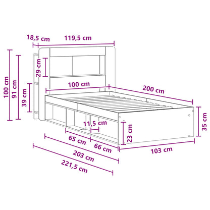 Telaio del letto con storage con testiera Bianco 100 x 200 cm | homemem39