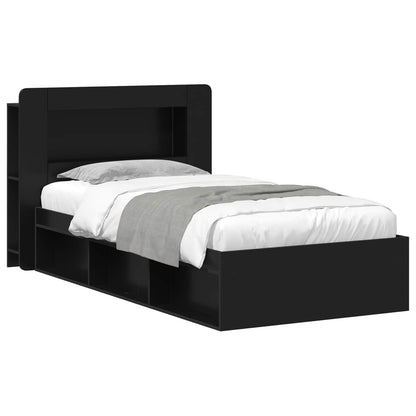 Telaio del letto con storage con testiera Nero 90 x 200 cm | homemem39