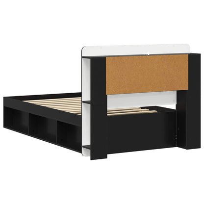 Telaio del letto con storage con testiera Nero 90 x 200 cm | homemem39