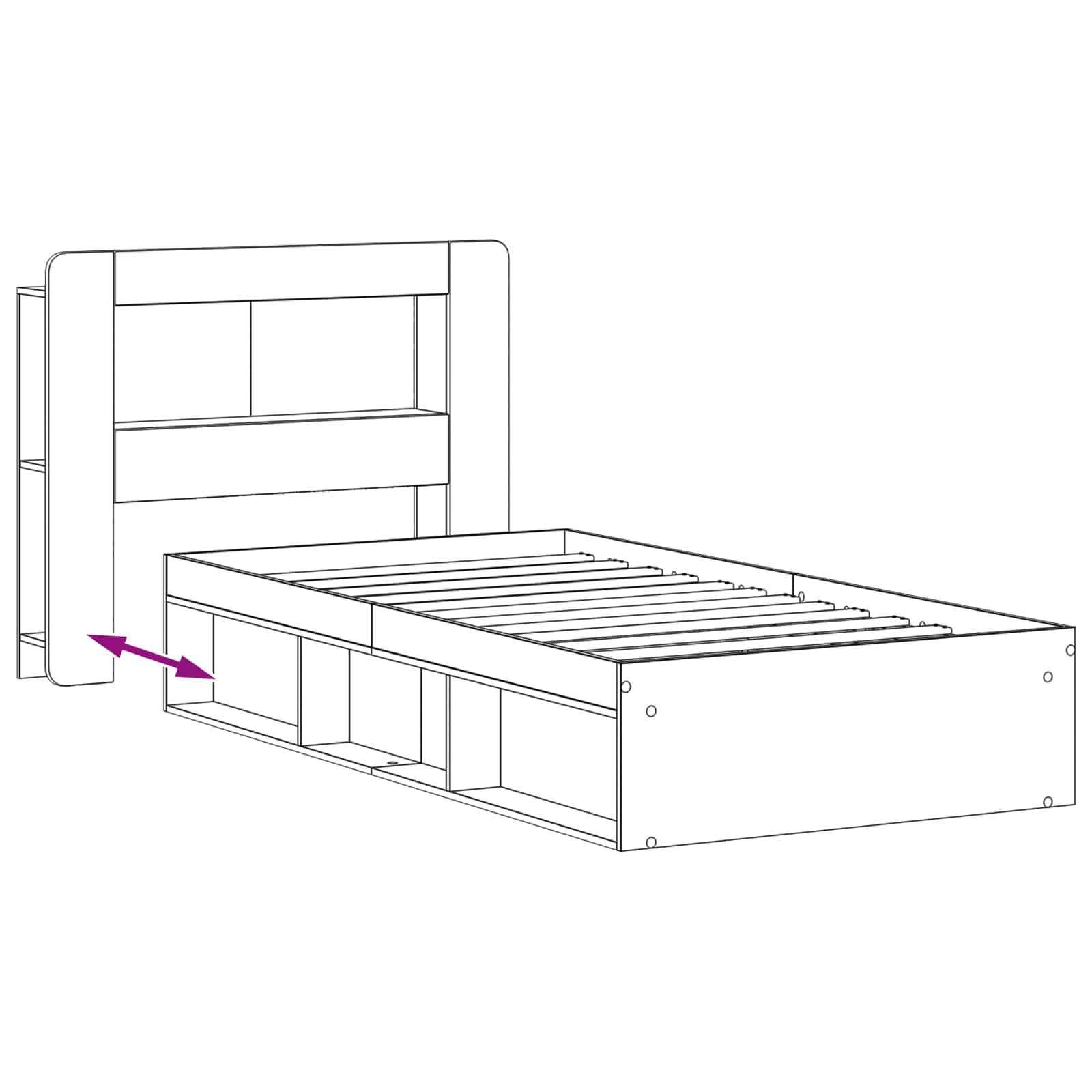 Telaio del letto con storage con testiera Nero 90 x 200 cm | homemem39