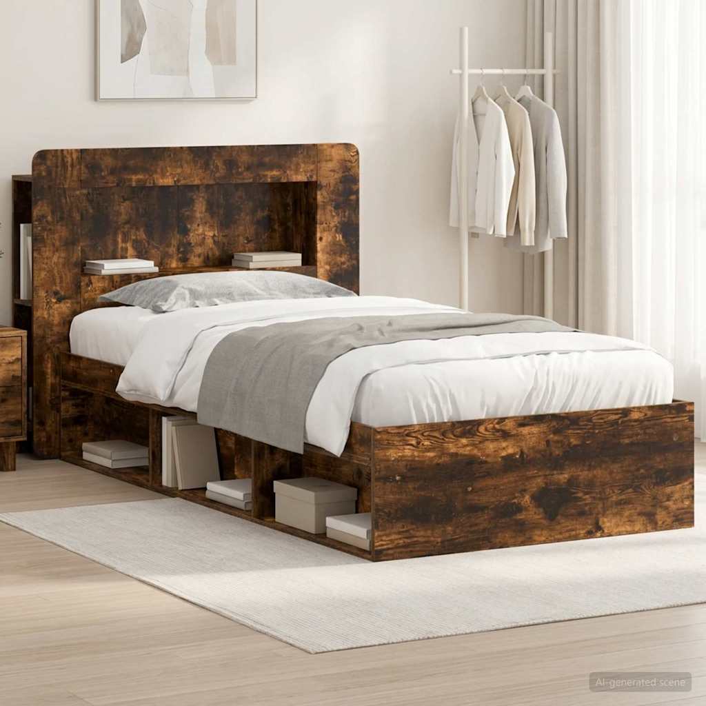 Telaio del letto con storage Rovere Fumo 90 x 200 cm | homemem39