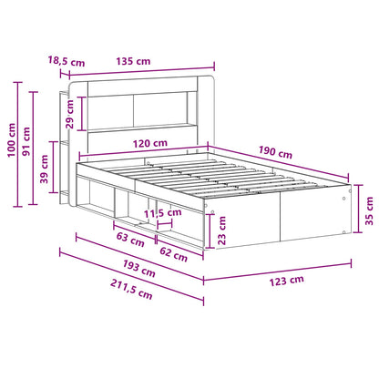 Telaio del letto con storage Rovere Artigianale 120 x 190 cm | homemem39
