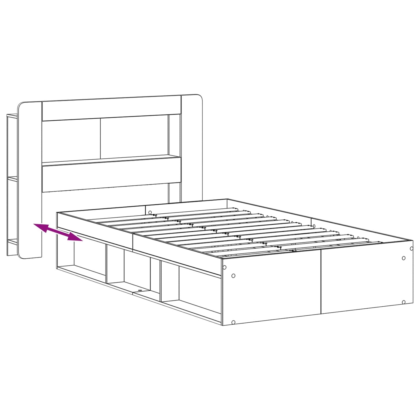 Telaio del letto con storage Legno antico 120 x 190 cm | homemem39