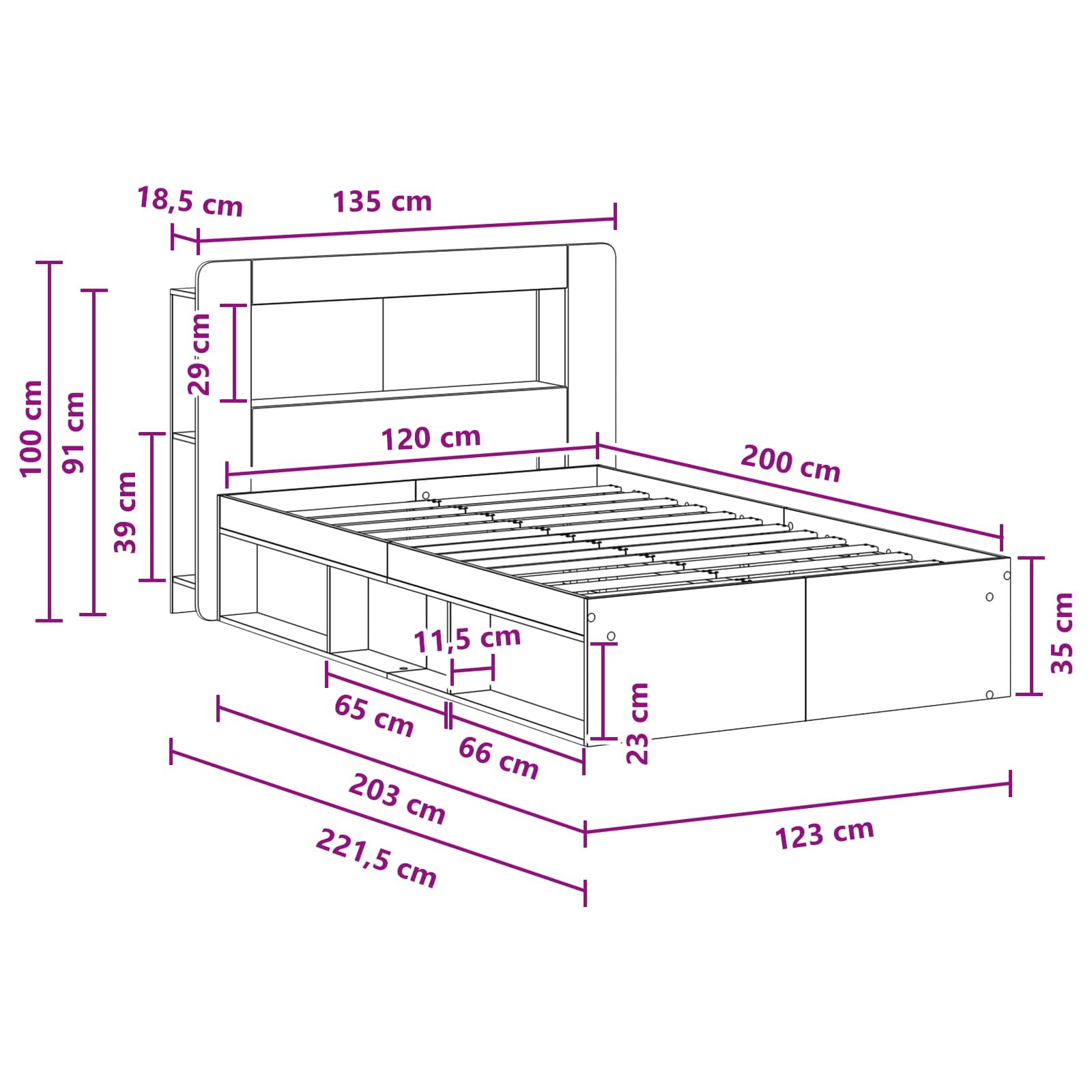 Telaio del letto con storage Rovere Artigianale 120 x 200 cm | homemem39