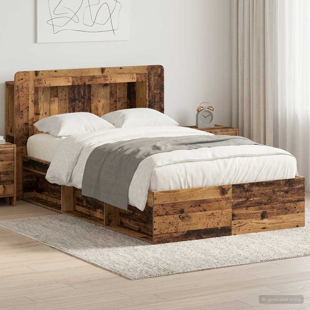 Telaio del letto con storage Legno antico 120 x 200 cm | homemem39