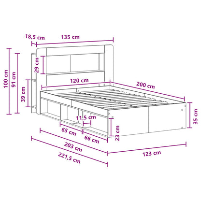 Telaio del letto con storage Legno antico 120 x 200 cm | homemem39