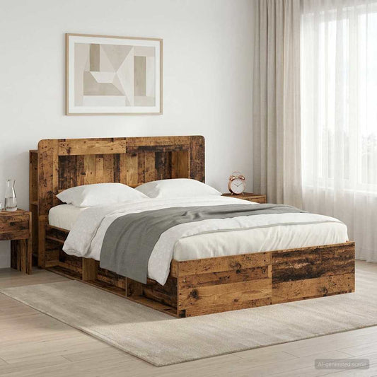 Telaio del letto con storage Legno antico 135 x 190 cm | homemem39