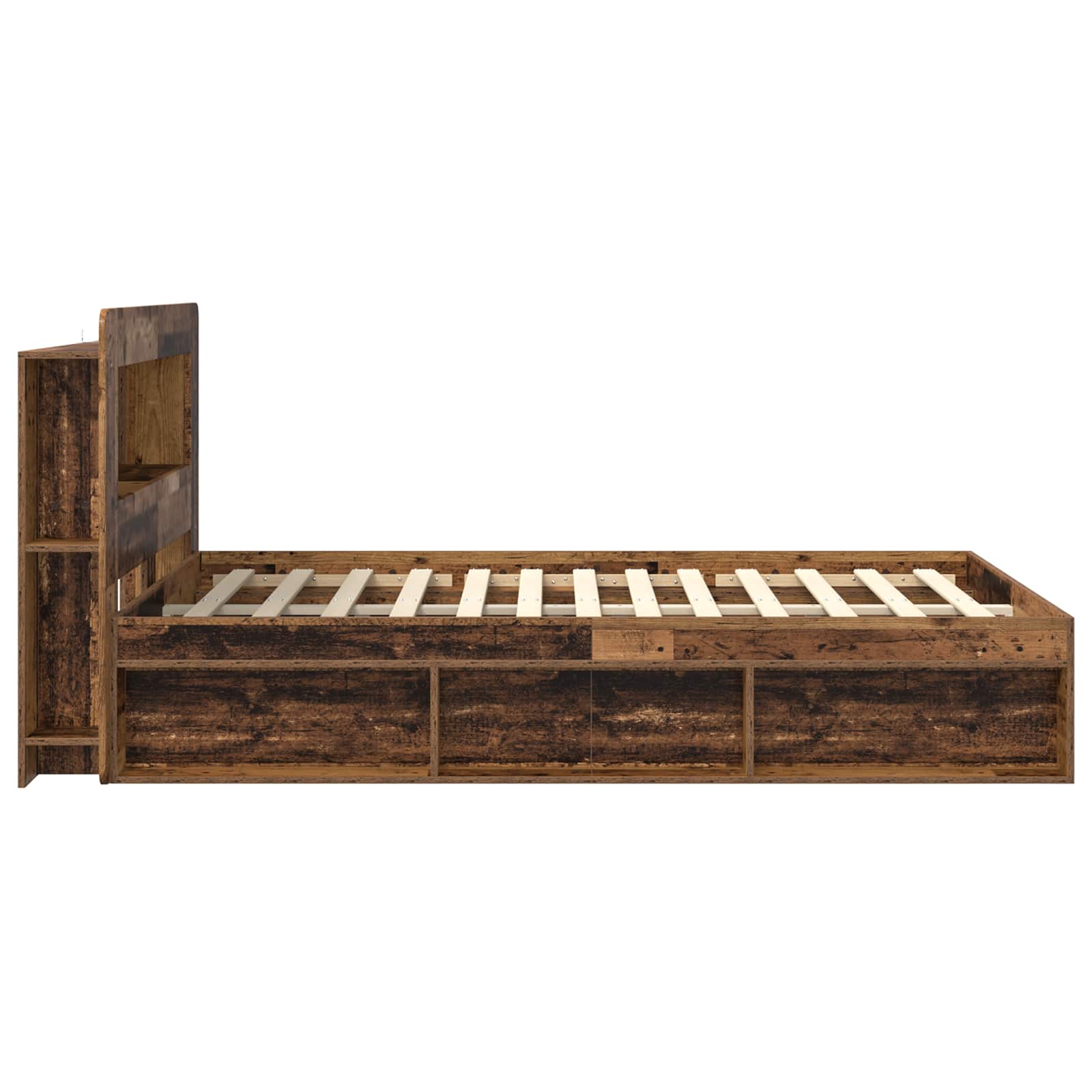 Telaio del letto con storage Legno antico 135 x 190 cm | homemem39