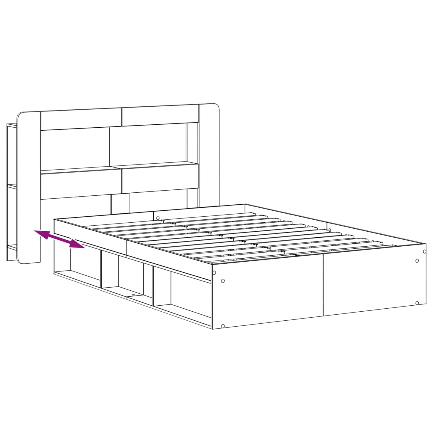 Telaio del letto con storage Sonoma grigio 140 x 190 cm | homemem39