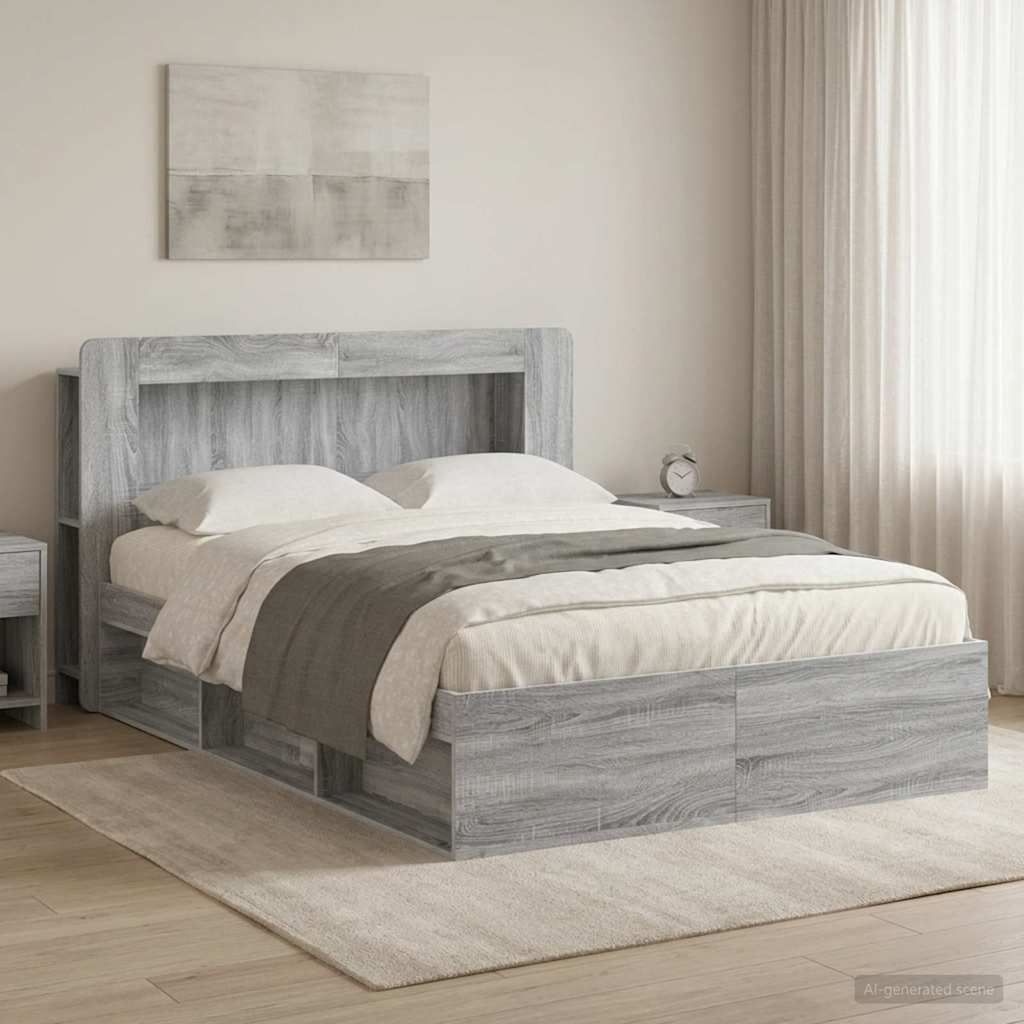 Telaio del letto con storage Sonoma grigio 140 x 200 cm | homemem39