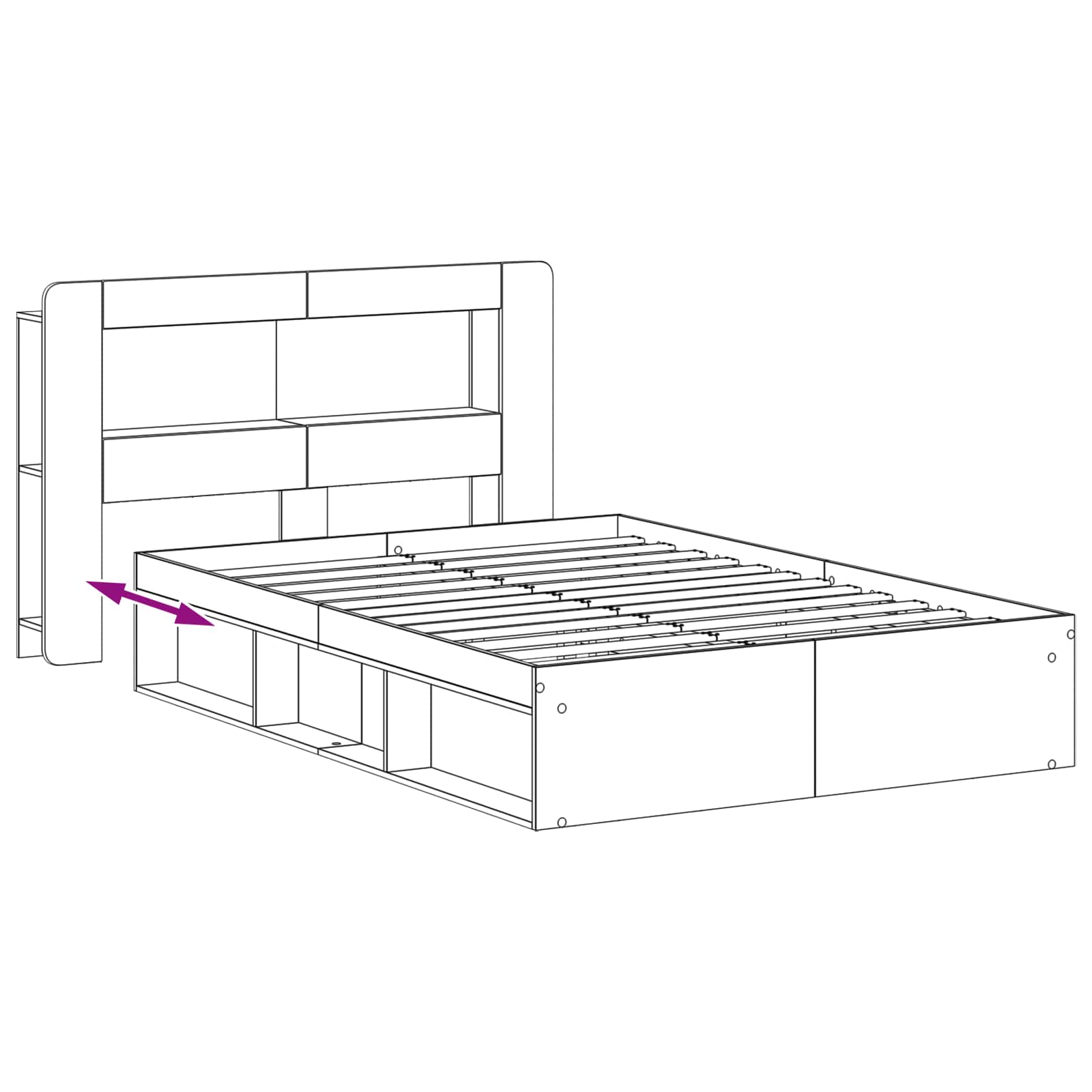 Telaio del letto con storage Sonoma grigio 140 x 200 cm | homemem39