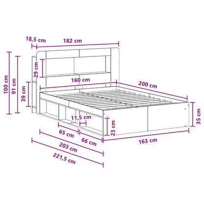 Telaio del letto con storage Sonoma grigio 160 x 200 cm | homemem39