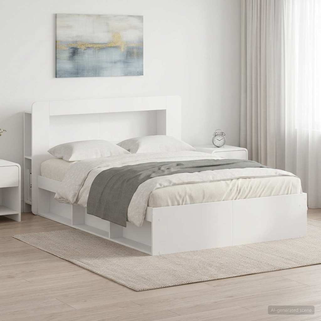 Telaio del letto con storage con testiera Bianco 160 x 200 cm | homemem39