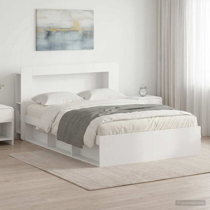Telaio del letto con storage con testiera Bianco 160 x 200 cm | homemem39