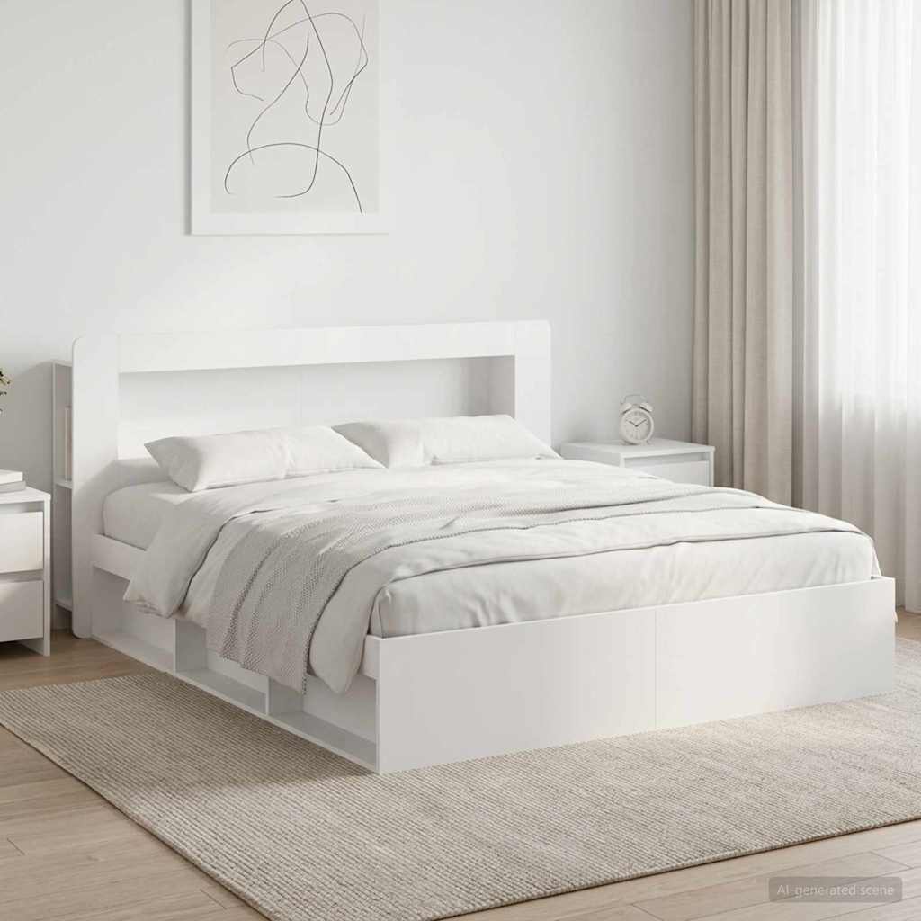 Telaio del letto con storage con testiera Bianco 180 x 200 cm | homemem39
