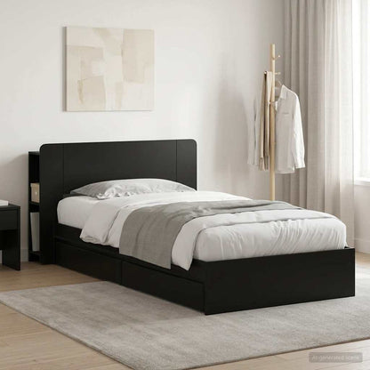 Telaio del letto con storage con cassetto Nero 75 x 190 cm | homemem39