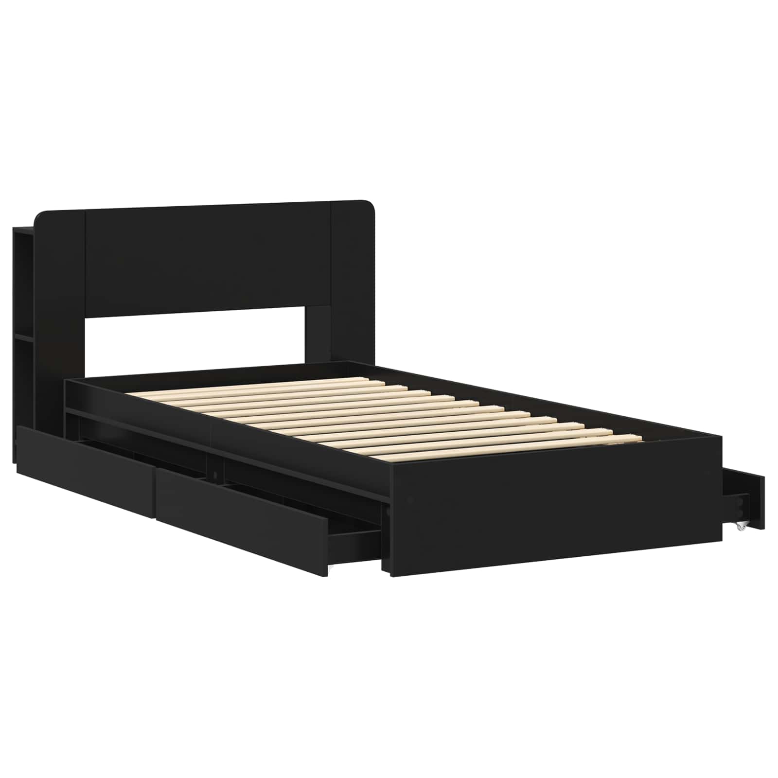 Telaio del letto con storage con cassetto Nero 75 x 190 cm | homemem39