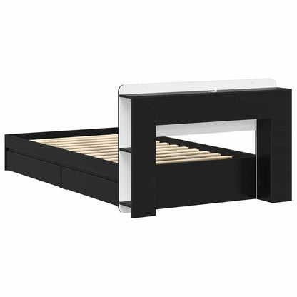 Telaio del letto con storage con cassetto Nero 75 x 190 cm | homemem39