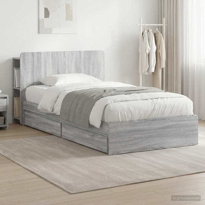 Telaio del letto con storage Sonoma grigio 75 x 190 cm | homemem39