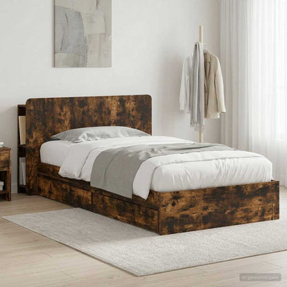 Telaio del letto con storage Rovere Fumo 75 x 190 cm | homemem39