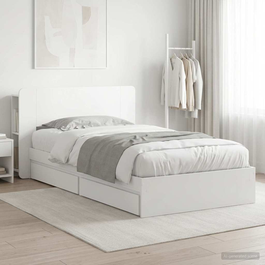 Telaio del letto con storage con cassetto Bianco 75 x 190 cm | homemem39