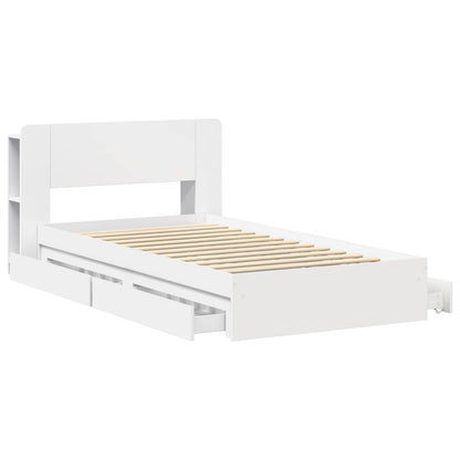 Telaio del letto con storage con cassetto Bianco 75 x 190 cm | homemem39
