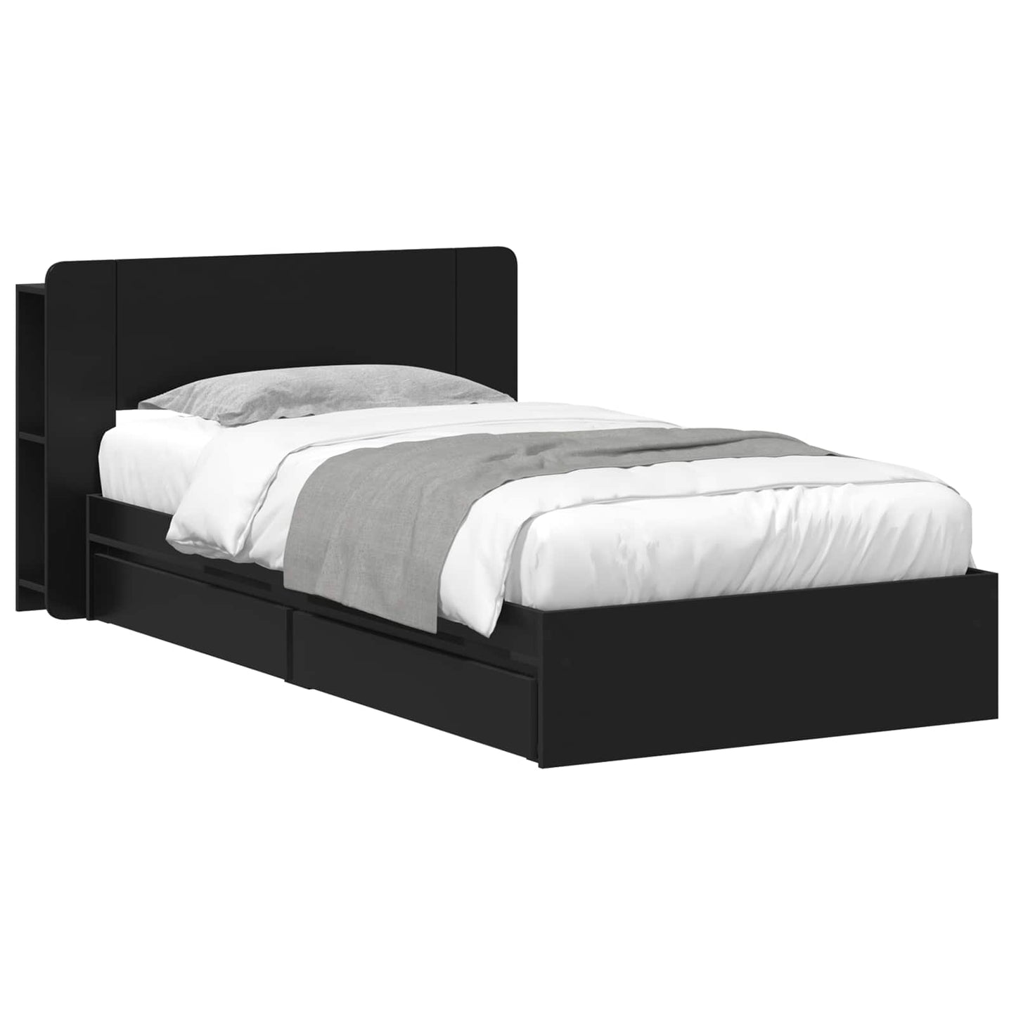 Telaio del letto con storage con cassetto Nero 90 x 190 cm | homemem39
